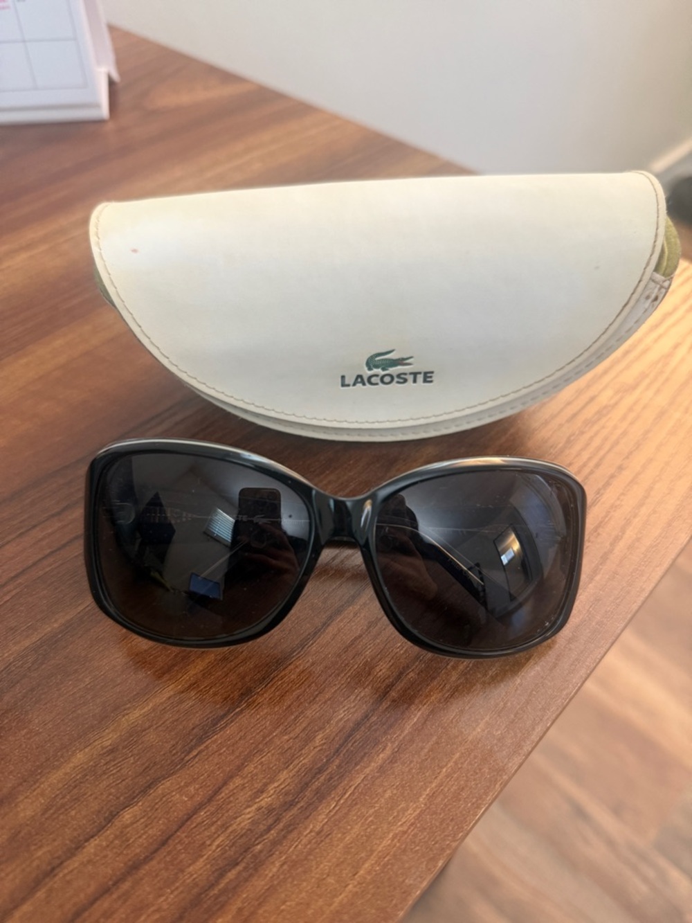 Lacoste Women's Black Oversized Sunglasses with Cream Case